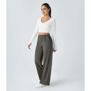 Halara Flex™ NWT S ULTRA TALL DayStretch High Waist Straight Work Pants Dk Gray